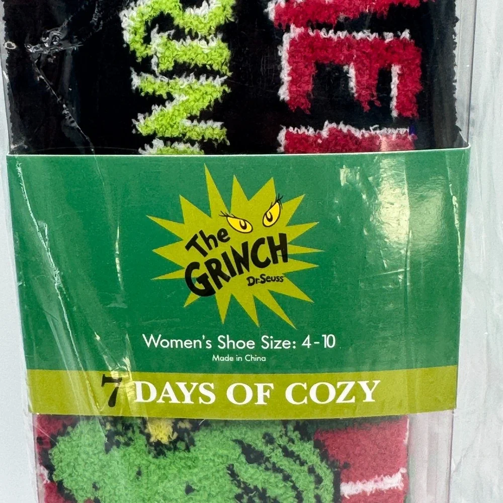 Grinch Sock Set‎ 7 Pair Womens 4-10 Cozy Holiday NEW